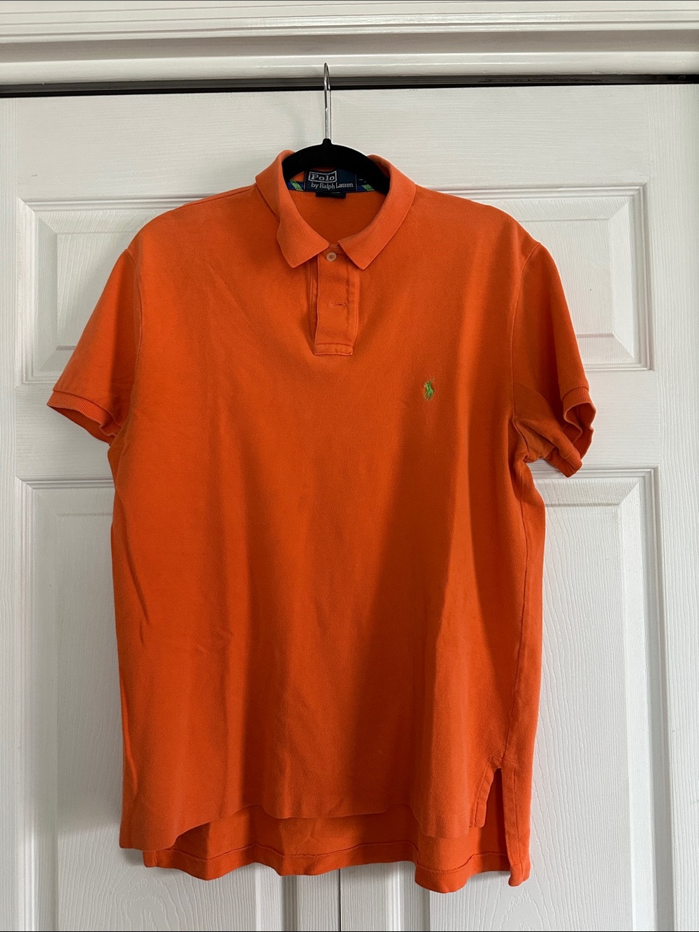 Vintage 2000s Polo Ralph Lauren Orange Mesh Polo Shirt Green Pony
